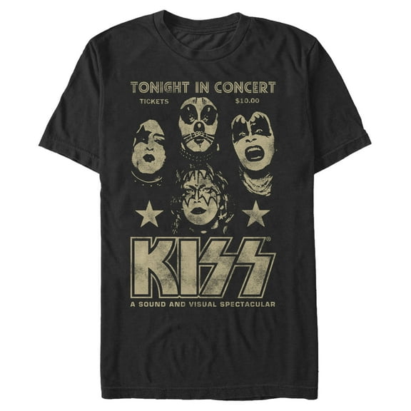 Men's KISS Tonight in Concert  Graphic Tee Black Large