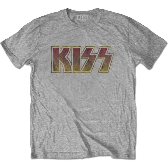 Men's KISS Vintage Classic Logo Slim Fit T-shirt Small Grey