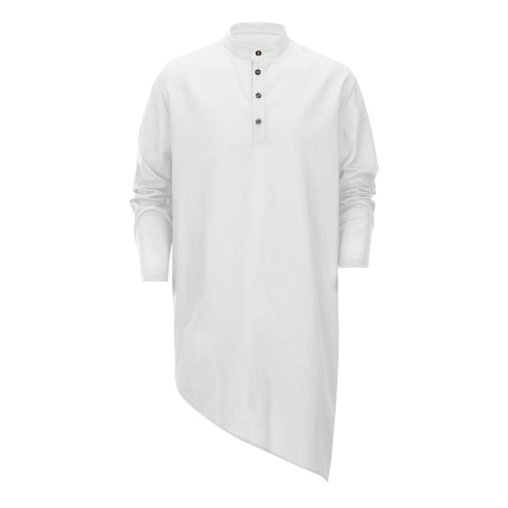 Men's Kaftan Button Down Shirt Long Sleeve Casual Linen Robe Gown Comfortable Breathable Stylish Loose Fit Men's Oversized Tshirts Workout T-Shirt