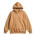 thumbnail image 1 of Men's Kangaroo Pocket Hoodie Hooded Long Sleeve Solid with Warm Cozy Soft Touch Pullover Basic Top for Fall Winter Everyday Wear and Weekend Outings Camel 2XL, 1 of 4