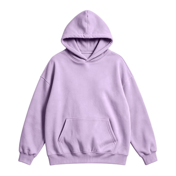 Men's Kangaroo Pocket Hoodie Hooded Long Sleeve Solid with Warm Cozy Soft Touch Pullover Basic Top for Fall Winter Everyday Wear and Weekend Outings Light Purple 5XL
