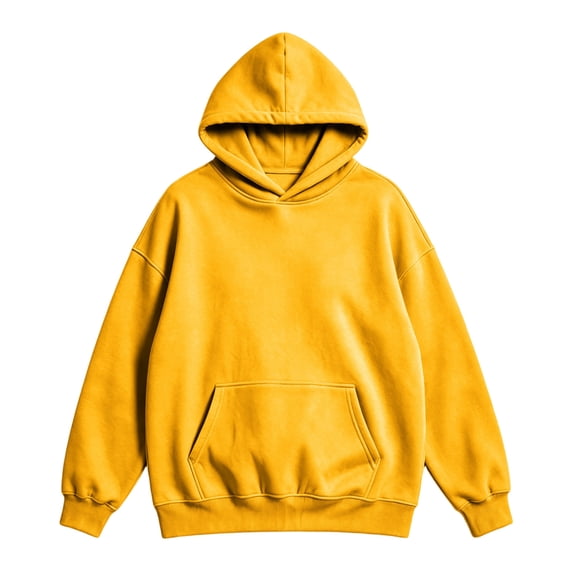 Men's Kangaroo Pocket Hoodie Hooded Long Sleeve Solid with Warm Cozy Soft Touch Pullover Basic Top for Fall Winter Everyday Wear and Weekend Outings Yellow 3XL