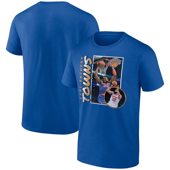 Men's Karl-Anthony Towns Blue New York Knicks '90s Player Graphic T-Shirt