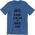 thumbnail image 1 of Men's Keep Calm And Bike On Bicycle Rider Bicyclist FREE SandH T-Shirt, 1 of 4