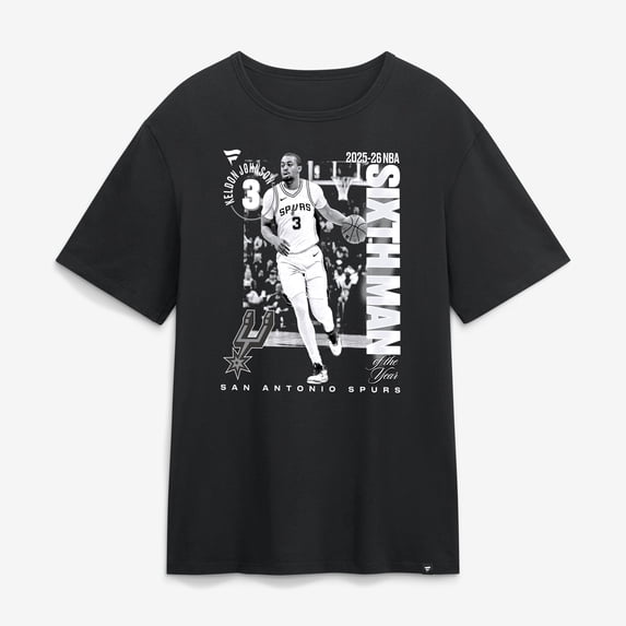 Men's Keldon Johnson Black San Antonio Spurs 2025-26 NBA Sixth Man Legacy T-Shirt