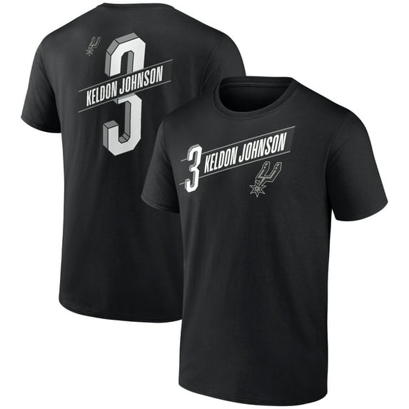 Men's Keldon Johnson Black San Antonio Spurs Full-Court Press Name & Number T-Shirt