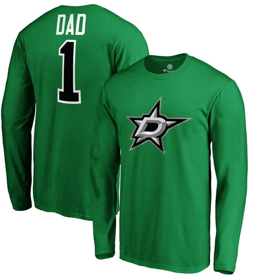 Men's Kelly Green Dallas Stars #1 Dad Long Sleeve T-Shirt