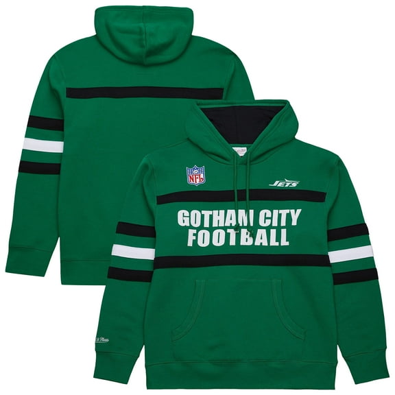 Men's  Kelly Green New York Jets Vintage Logo Head Coach Fleece Pullover Hoodie