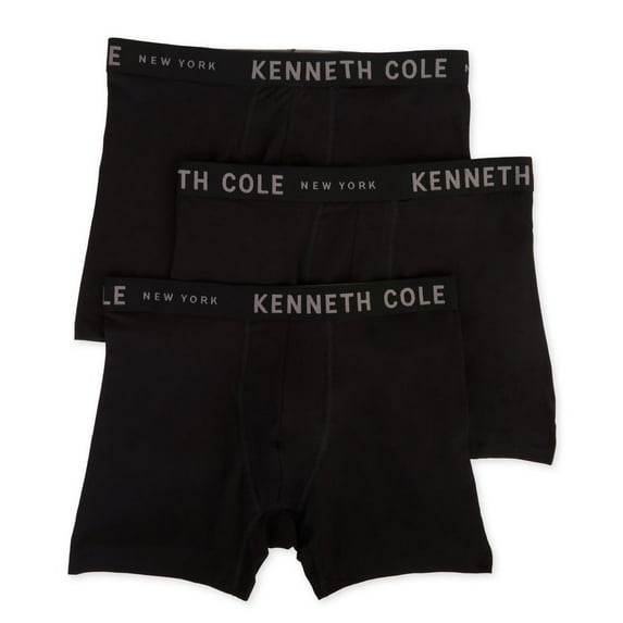 Men's Kenneth Cole 52W1006 Pima Cotton & Modal Stretch Boxer Brief - 3 Pack (Black XL)