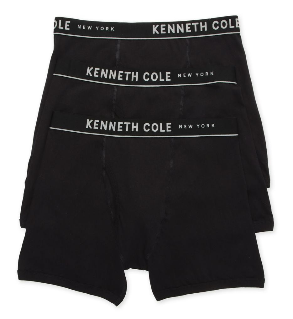 Men's Kenneth Cole 52W1019 100% Cotton Classic Fit Boxer Brief - 3 Pack  (Black L) 