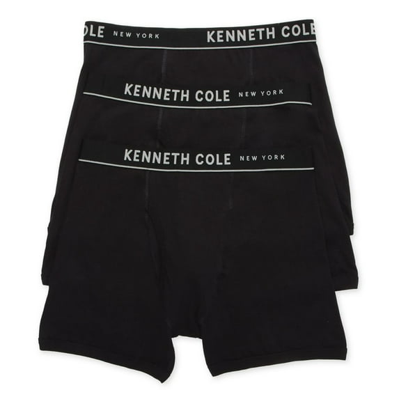 Men's Kenneth Cole 52W1019 100% Cotton Classic Fit Boxer Brief - 3 Pack (Black M)