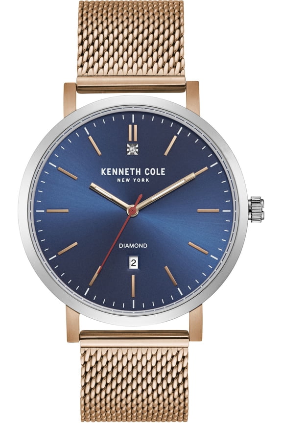 Men's Kenneth Cole Rose Gold Tone Diamond Dial Mesh Watch KC50924003