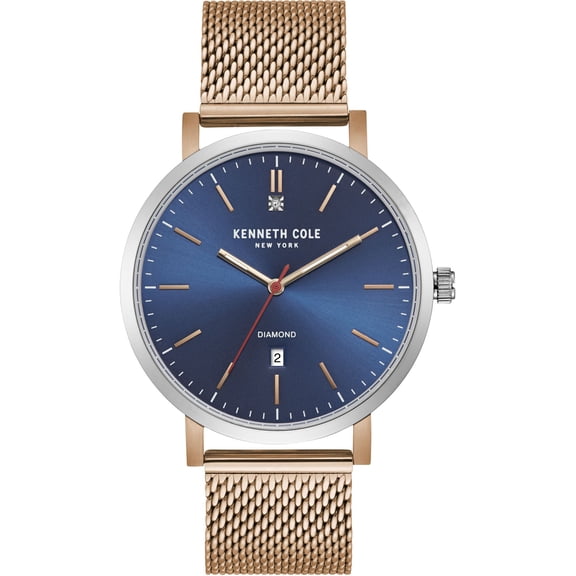 Men's Kenneth Cole Rose Gold Tone Diamond Dial Mesh Watch KC50924003