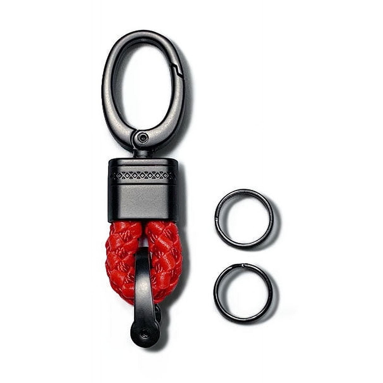 Men's Keychain Braided Rope Leather Cord Key Chain Ring Short Keyring for Car Keys Black Red and Pink Keychains Gift