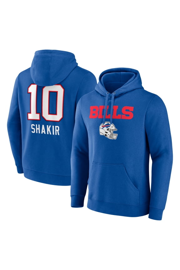 Men's Khalil Shakir Royal Buffalo Bills Team Wordmark Name & Number Pullover Hoodie