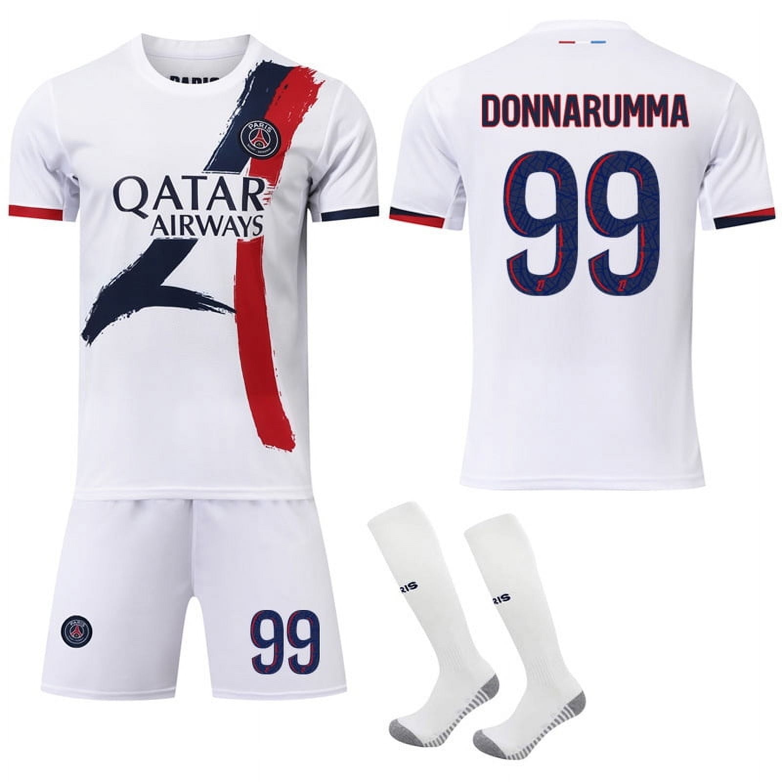 Paris Mbappe Kids Soccer Jersey Set (Blue Home 21/22) - Includes Jersey, Shorts & Socks - Size Medium (8-9 Years)