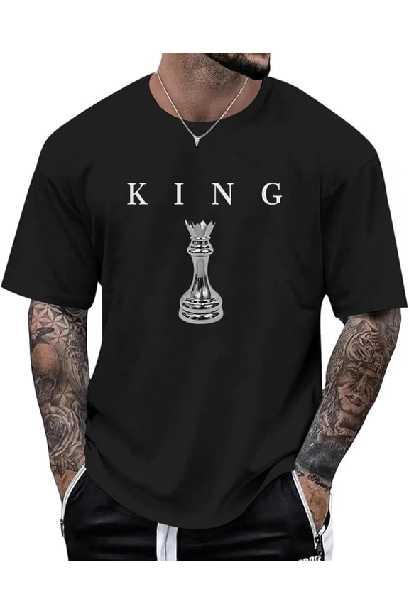 Men's King Chess Shirt Graphic Tees Designer Printed T Shirts for Men Urban Letter T-Shirt Streetwear,men's shirts short sleeve,mens summer shirts,white shirt men