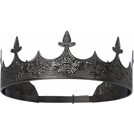 Men's King Crown Costume Headpiece,Halloween, Cosplay, Birthday Party, Reusable Adjustable Metal Crown(Black)