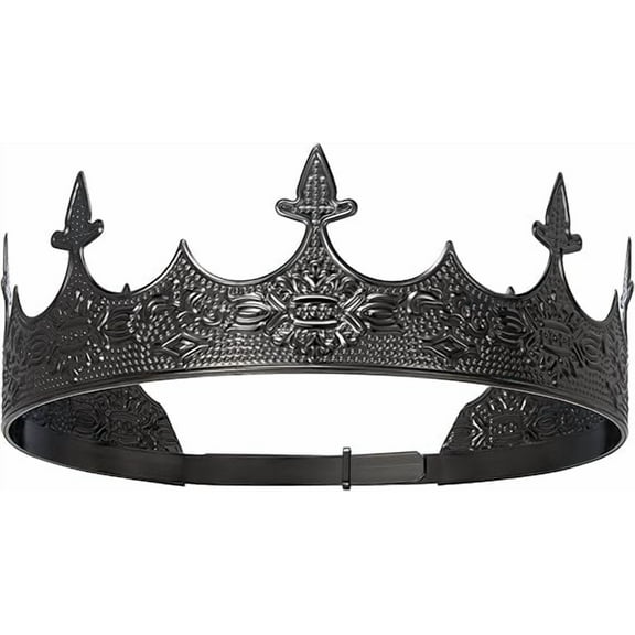 Men's King Crown Costume Headpiece,Halloween, Cosplay, Birthday Party, Reusable Adjustable Metal Crown（Black）