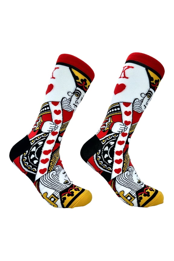 Men's King Of Hearts Socks Funny Cool Vintage Playing Cards Novelty Footwear