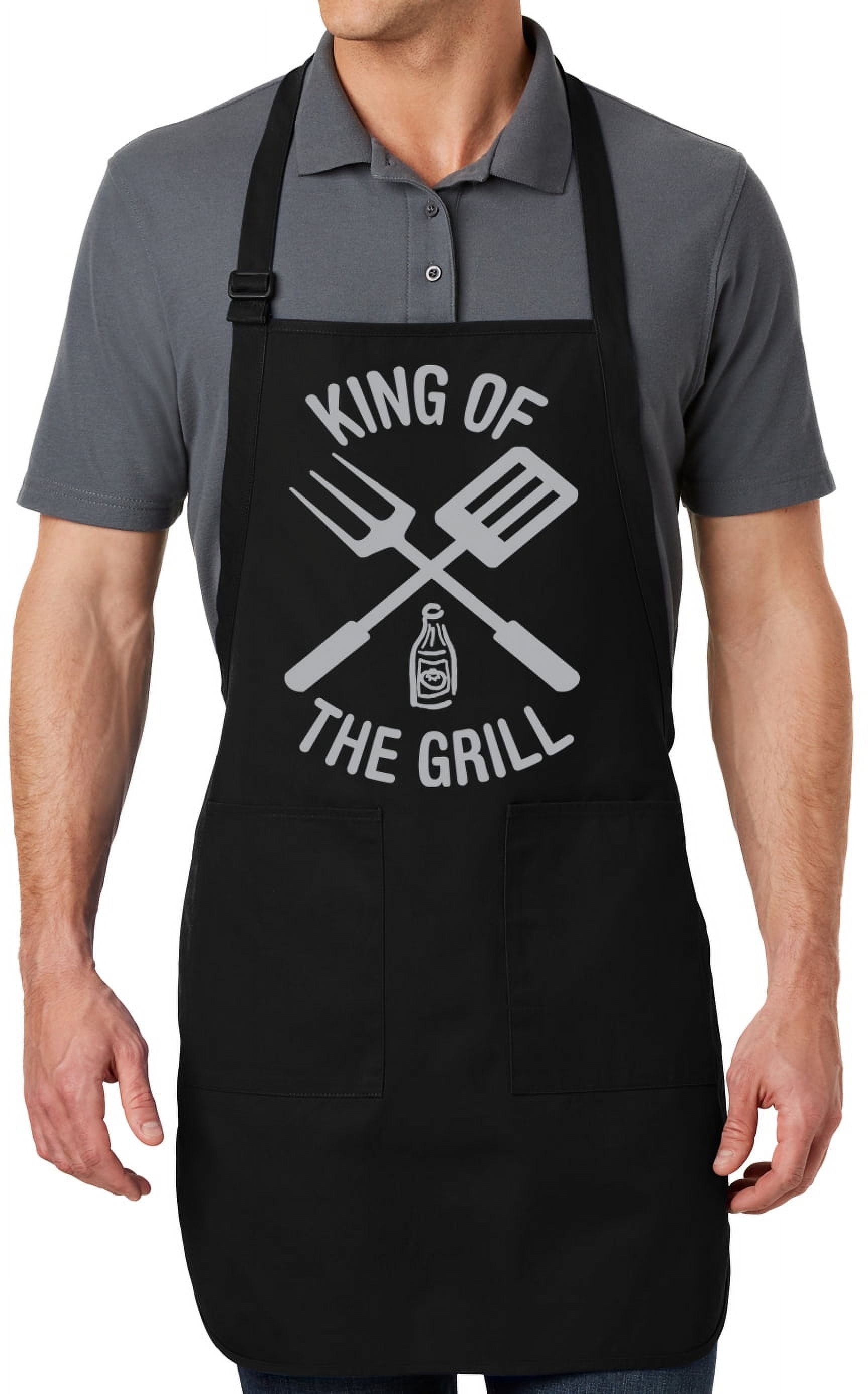 Men's King of the Grill Full-Length Apron with Pockets - Black