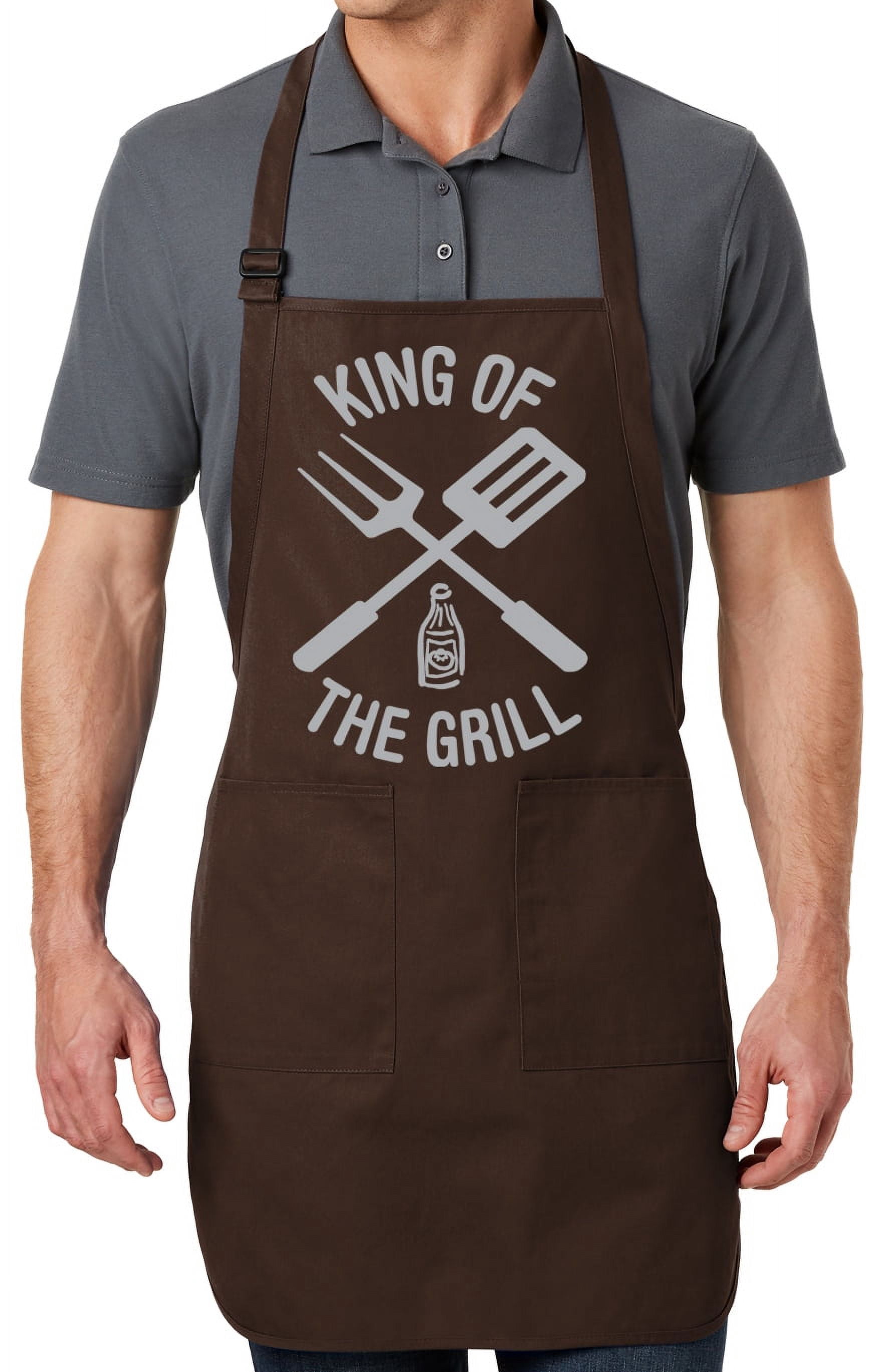 Men's King of the Grill Full-Length Apron with Pockets - Coffee Bean Brown