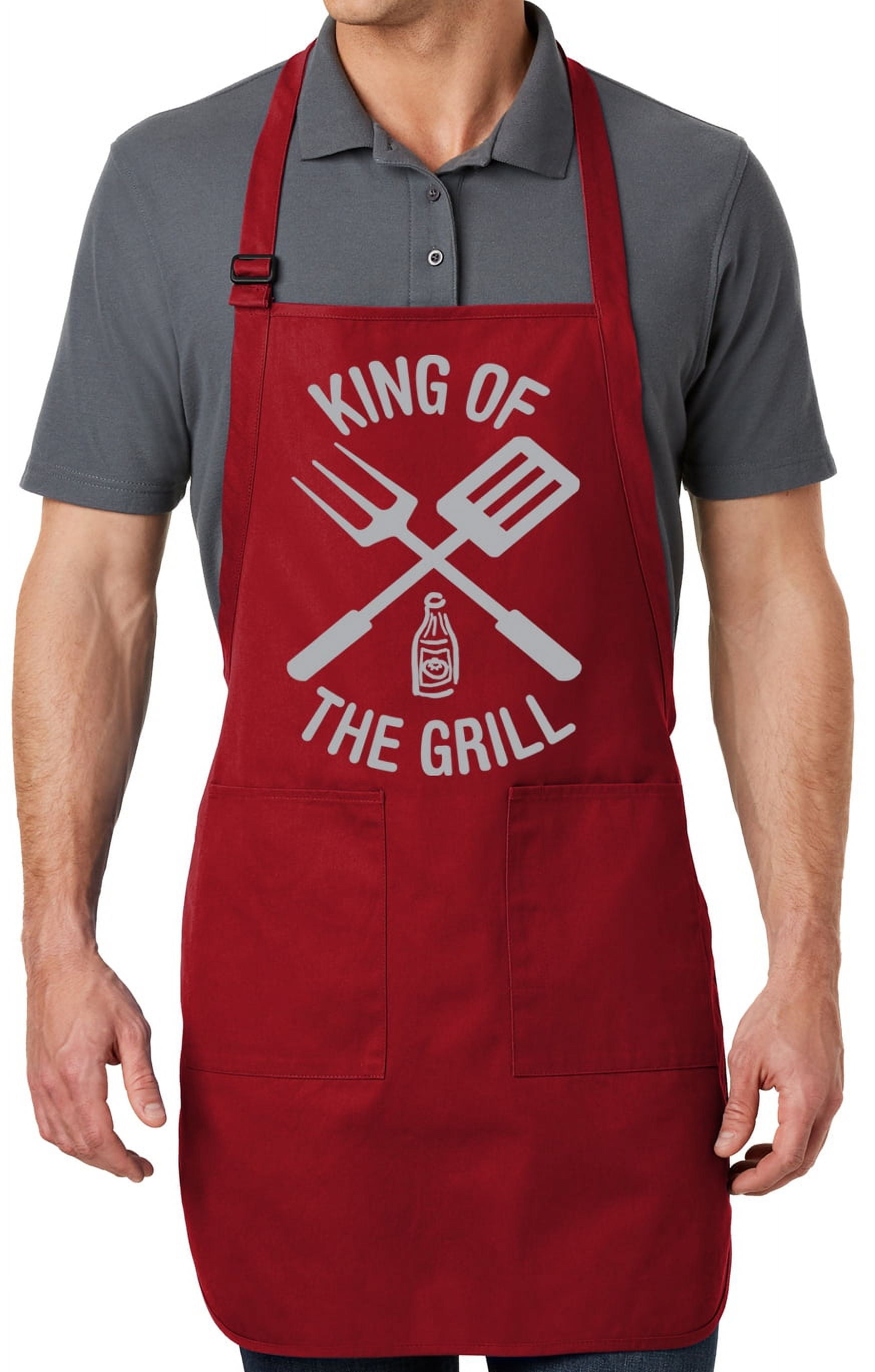 Men's King of the Grill Full-Length Apron with Pockets - Red