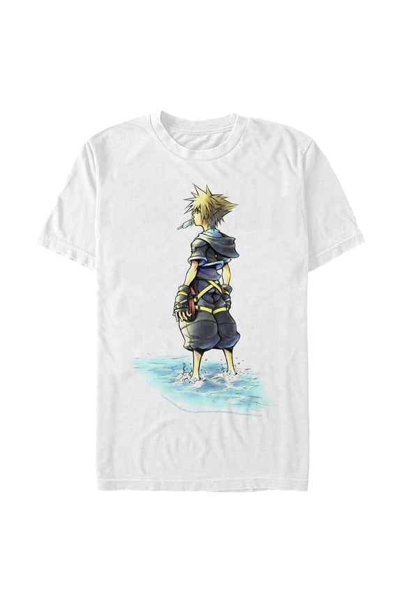 Men's Kingdom Hearts 1 Beach Sora  Graphic Tee White Medium