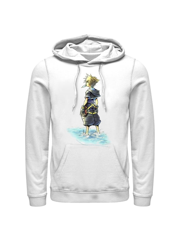 Men's Kingdom Hearts 1 Beach Sora Pull Over Hoodie White Large