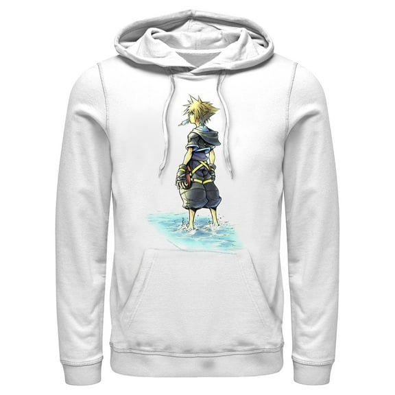 Men's Kingdom Hearts 1 Beach Sora  Pull Over Hoodie White Small