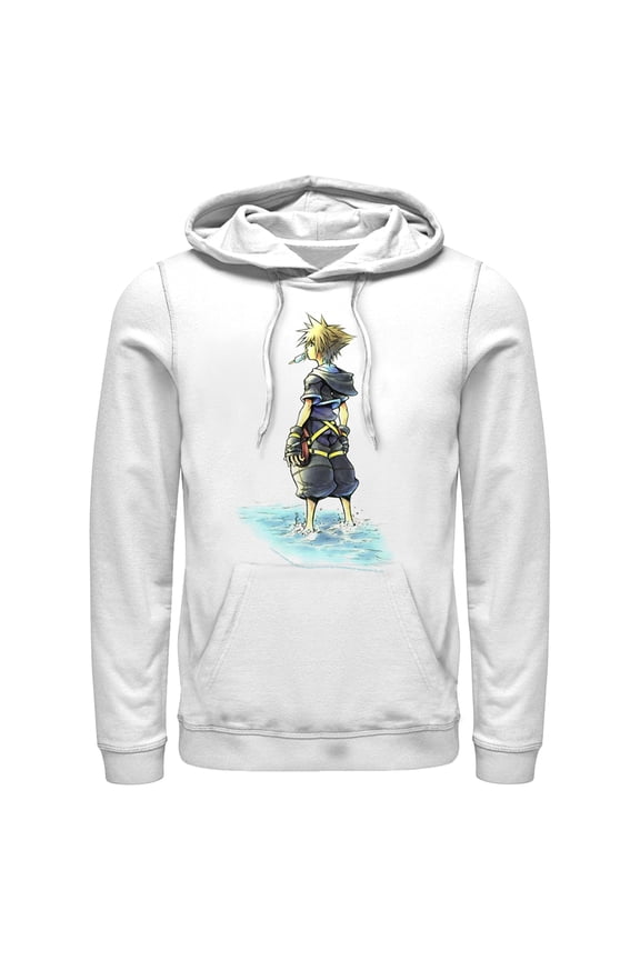Men's Kingdom Hearts 1 Beach Sora Pull Over Hoodie White X Large