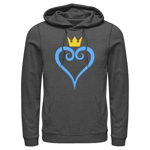 Men's Kingdom Hearts 1 Blue Heart Pull Over Hoodie Charcoal Heather Small