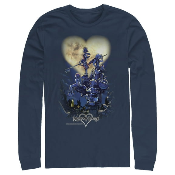 Men's Kingdom Hearts 1 Box Art  Long Sleeve Shirt Navy Blue Medium