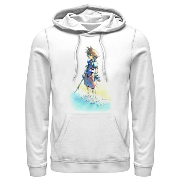 Men's Kingdom Hearts 1 Hero by the Shore  Pull Over Hoodie White Large