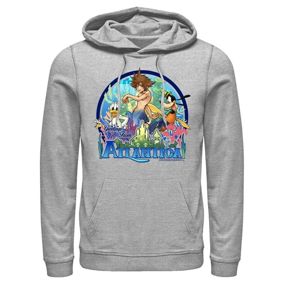Men's Kingdom Hearts 1 Mermen Friends From Atlantica  Pull Over Hoodie Athletic Heather Large