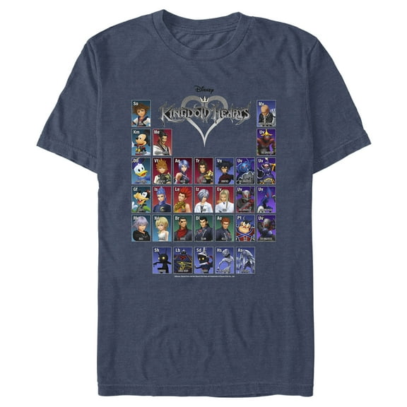 Men's Kingdom Hearts 1 Periodic Table Graphic Tee Navy Blue Heather 2X Large