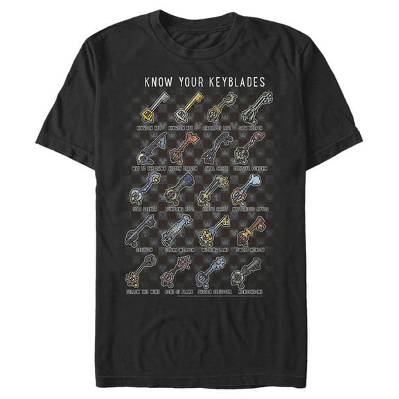 Men's Kingdom Hearts 2 Know your Keyblade  Graphic Tee Black Small