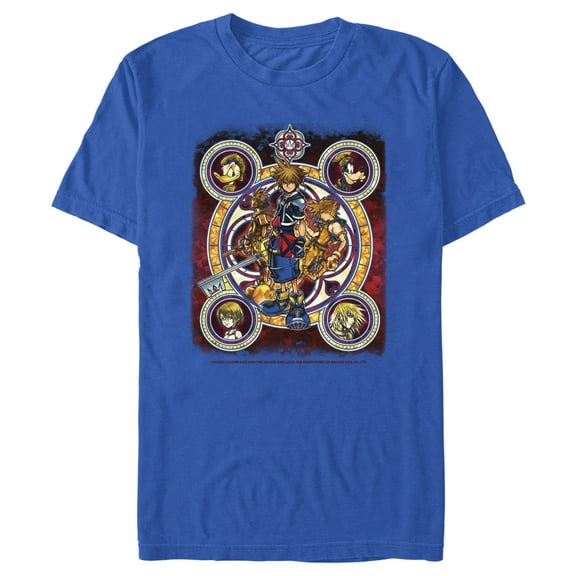 Men's Kingdom Hearts 2 Stained Glass Art  Graphic Tee Royal Blue 3X Large