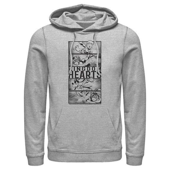 Men's Kingdom Hearts 3 Action Panels  Pull Over Hoodie Athletic Heather X Large