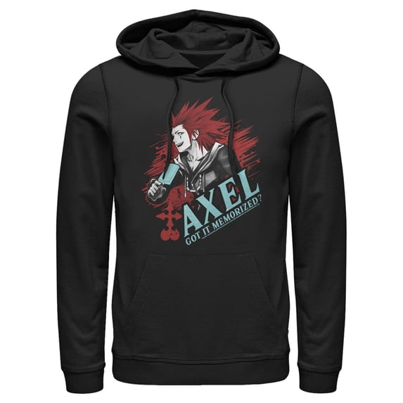Men's Kingdom Hearts Chain of Memories Axel, Got It Memorized Pull Over Hoodie Black Small