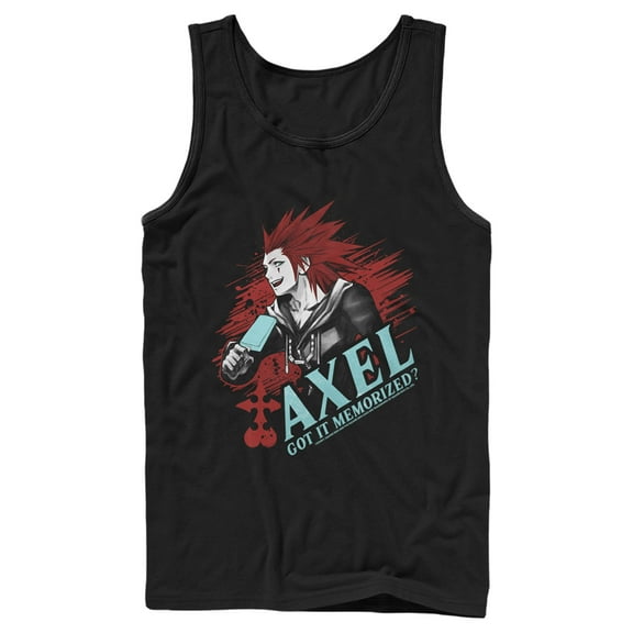 Men's Kingdom Hearts Chain of Memories Axel, Got It Memorized  Tank Top Black 2X Large