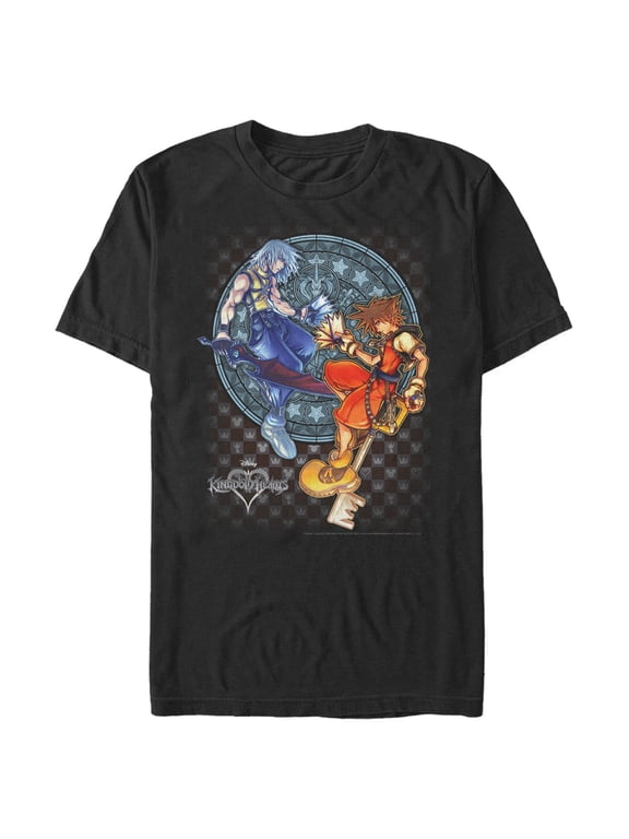 Men's Kingdom Hearts Chain of Memories Hero Duo Stained Glass Graphic Tee Black Medium