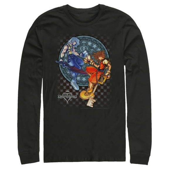 Men's Kingdom Hearts Chain of Memories Hero Duo Stained Glass  Long Sleeve Shirt Black X Large