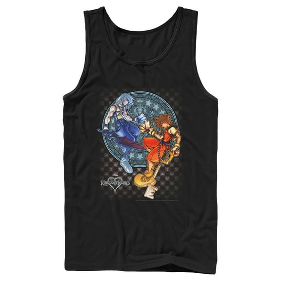 Men's Kingdom Hearts Chain of Memories Hero Duo Stained Glass Tank Top Black 2X Large