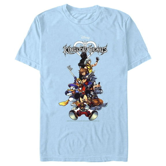 Men's Kingdom Hearts Coded Box Art Graphic Tee Light Blue 3X Large