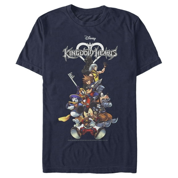 Men's Kingdom Hearts Coded Box Art  Graphic Tee Navy Blue Large