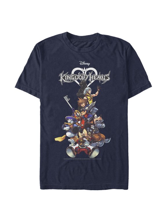 Men's Kingdom Hearts Coded Box Art Graphic Tee Navy Blue X Large