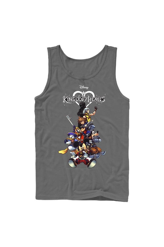 Men's Kingdom Hearts Coded Box Art  Tank Top Charcoal Large