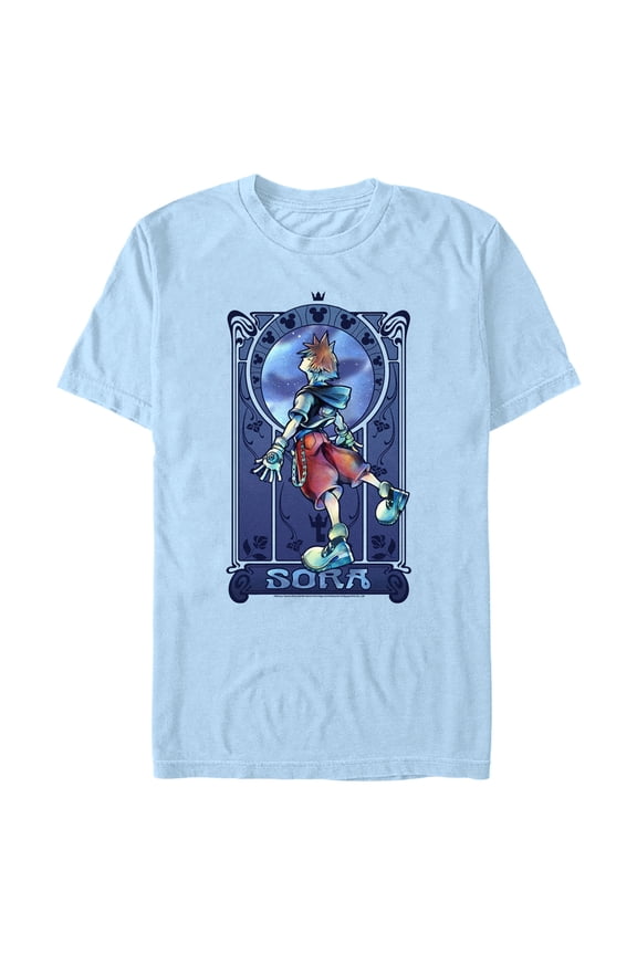 Men's Kingdom Hearts Re: Chain of Memories Sora Mirror Portrait Graphic Tee Light Blue 2X Large