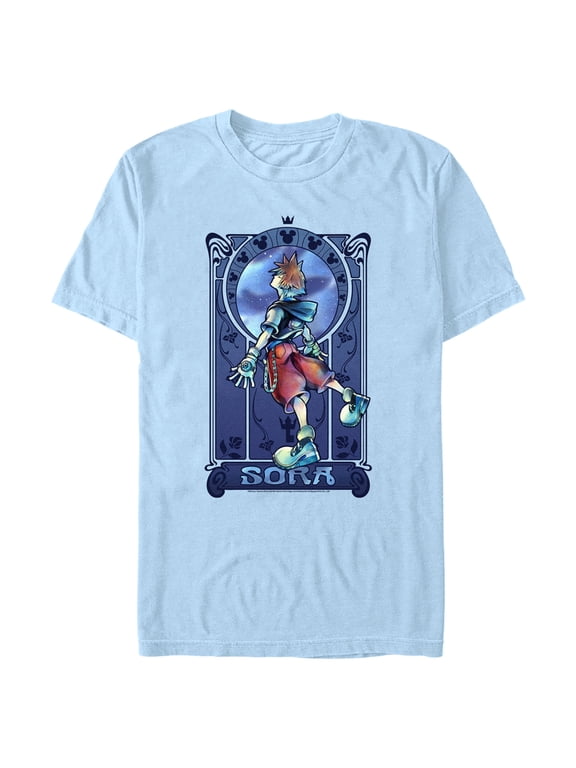 Men's Kingdom Hearts Re: Chain of Memories Sora Mirror Portrait Graphic Tee Light Blue 3X Large